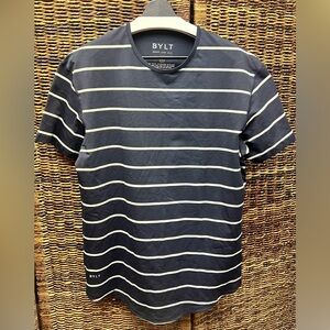 BYLT Basics- Drop Cut, LUX Blue/Cream Short Sleeve‎ Tee- Size: Large